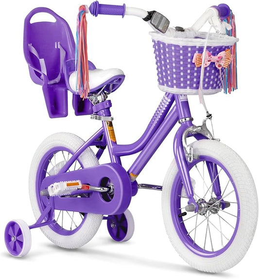 XJD Girls Bike for Toddlers and Kids Ages 2-12 Years Old,12 14 16 Inch Kids Bike with Training Wheels & Basket