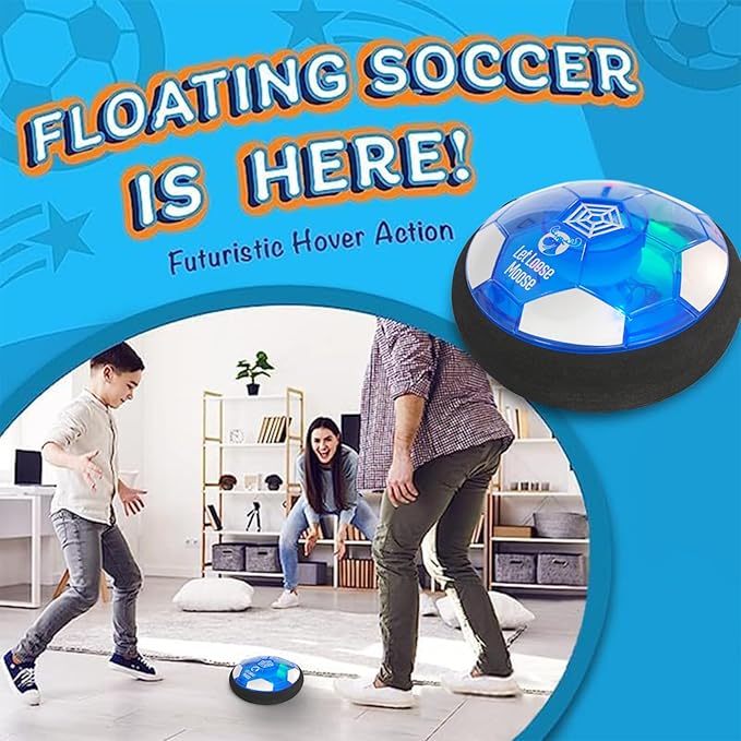 Let Loose Moose Hover Soccer Ball - Boys Birthday Gifts - Indoor Hoover Balls for Kids Age 6, 7, 8, 9, 10, 11, 12 Year Old - Light-Up Toy Game for Kid - 6-8, 8-12 - Rechargeable - 1pk