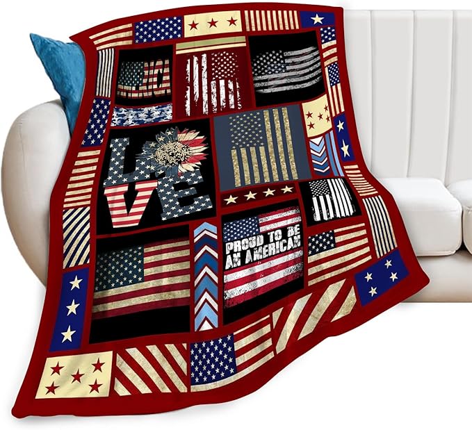Veteran Blanket American Flag Throw Blanket Veterans Day Gifts for Men Women Adults Super Soft Cozy Plush Fluffy Fuzzy Fleece Blanket Decor 40''X50''