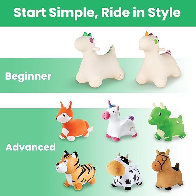 Bouncy Pals Dinosaur Hopping Horse, Toddler Boys Inflatable Bouncing Animal, Dino Hopper Toy, Baby Indoor Ride on Bouncer, Kids Outdoor Jump Toy, First Birthday Gifts for 18 24 Months 2 3 4 Year Old