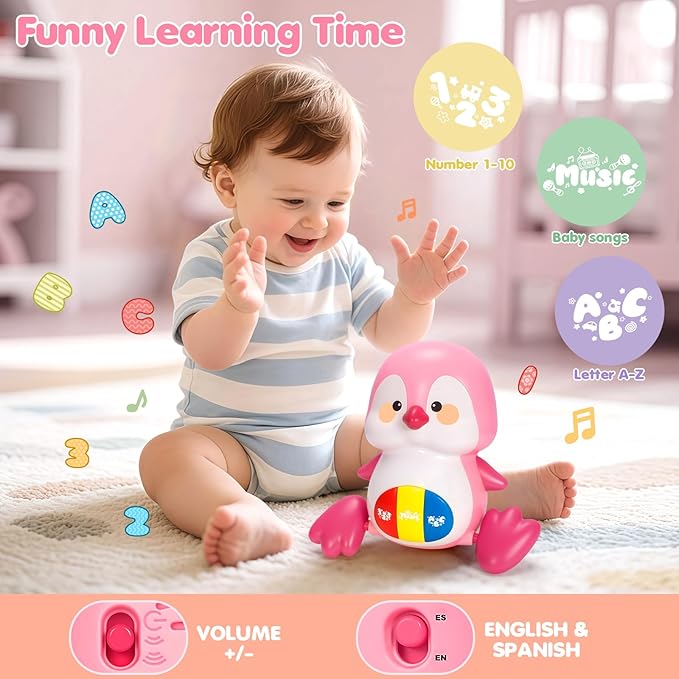 Baby Toys 6-12 Months, Musical Penguins Crawling Infant Toys, Early Learning Toy for Tummy Time with Light & Sound, Birthday Gifts for Babies Newborn Boys Girls 0-3-6 7 8 9 10 11 Months 1 Year Old