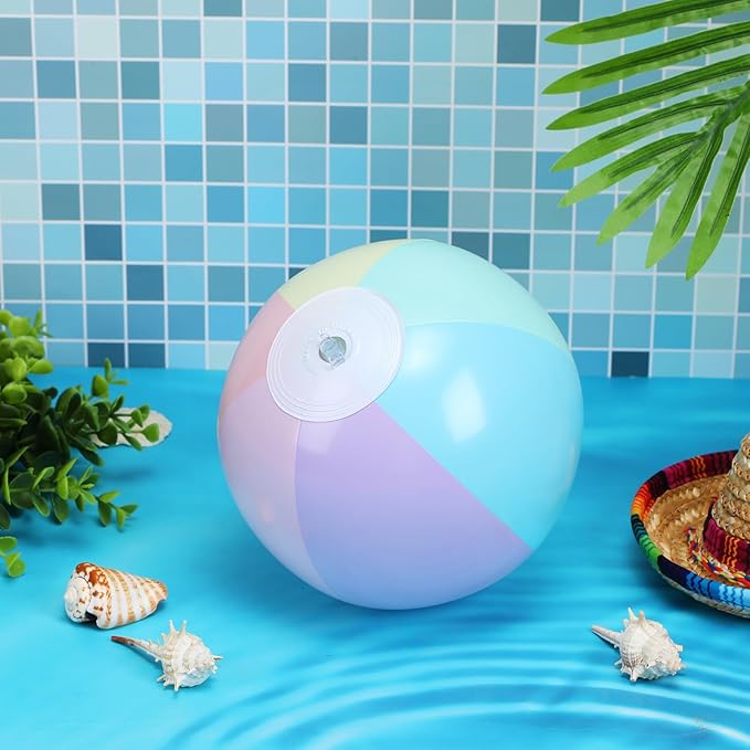 12 Pcs Pastel Inflatable Beach Balls Bulk Pastel Color Jumbo Big Beach Balls Baby Shower Birthday Summer Swimming Party Decorations Favor Water Games(26.5 Inch,Macaron Color)