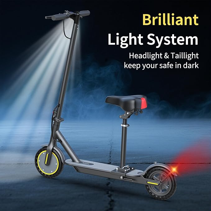 NAVIC Electric Scooter with Dual Suspension/Braking, 350W/500W Motor, 19/22 Mph, Max 22/27/49Mi Range, Foldable E Scooter for Adults with App