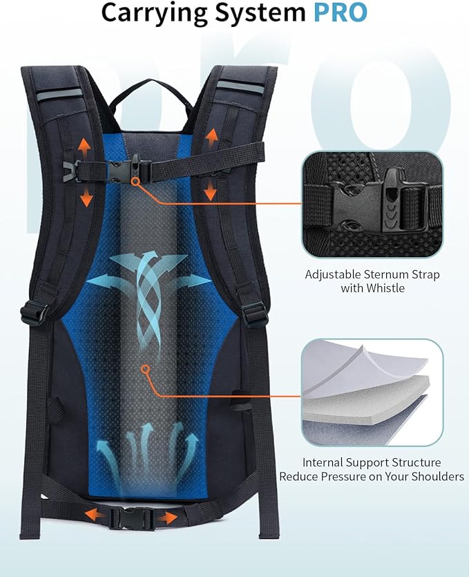 ECOHUB Small Hiking Backpack for Men Women, 20L Lightweight Travel Backpacks Water Resistant Camping Cycling Hiking Daypack