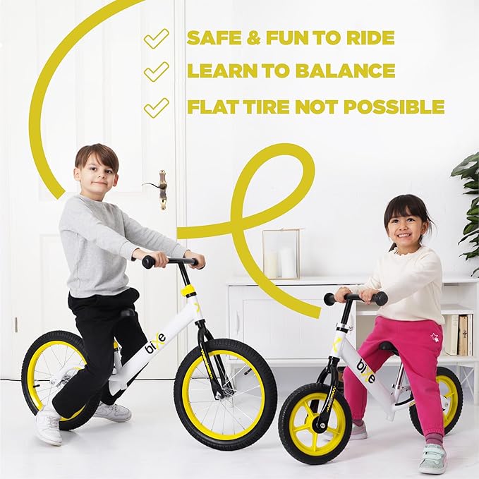 Balance Bike - 30.5 cm (12") Training Bikes for Kids and Toddlers - 1.8kg (4lbs) Kids' Balance Bike - Children Ages 3, 4, 5 - No Pedal Push Bicycle for Boys or Girls - Yellow