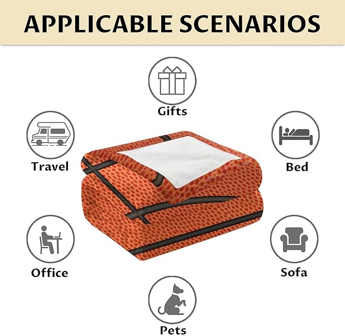 Basketball Gifts for Boys 12-14, Sports Throw Blanket for Basketball Lover Kids, 50x40 Soft Fuzzy Inches Blankets for Couch Sofa Bed, Funny Basketball Decor for Home