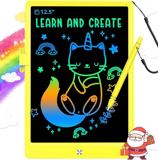 LCD Writing Tablet Doodle Board,12.5 inch Colorful Drawing Pad,Electronic Drawing Tablet, Drawing Pads,Travel Gifts for Kids Ages 3 4 5 6 7 8 Year Old Girls Boys (Yellow)