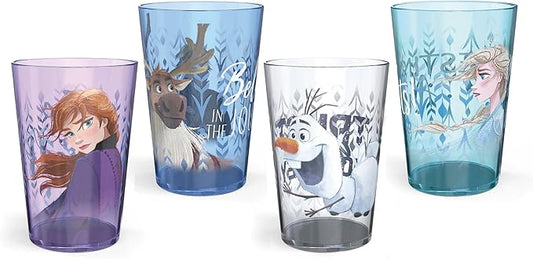 Zak Designs 14.5oz Disney Frozen 2 Nesting Tumbler Set Includes Durable Plastic Cups, Fun Drinkware is Perfect for Kids, 4pk (14.5oz, Anna & Elsa & Olaf)