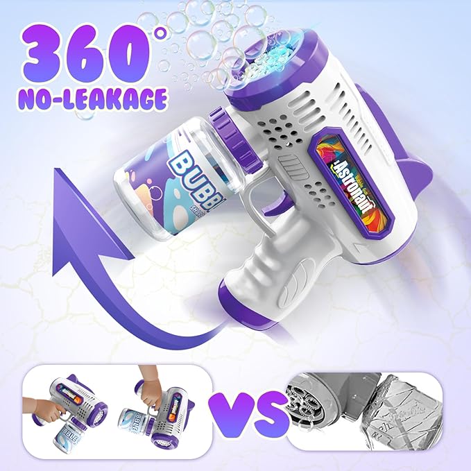 3 Pack Bubble Guns with Bubbles Solution: Automatic Bubble Maker Machine for Boys Girls, Bubble Guns Outdoor Toys for Toddlers, Party, Wedding Birthday Gifts for Ages 3 4 5 6 7 8 Year Old Kid