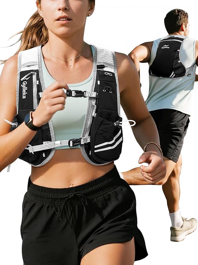 Hydration Backpack, Lightweight Breathable Reflective Pack Adjustable Chest Straps for Running, Marathons, Cycling, Hiking, Trail Vest