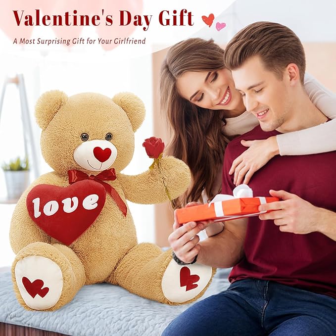 MorisMos 33inch Love Heart Red Giant Teddy Bear, I Love You Stuffed Animal Soft Large Bear Plush Gift Girlfriend Boyfriend