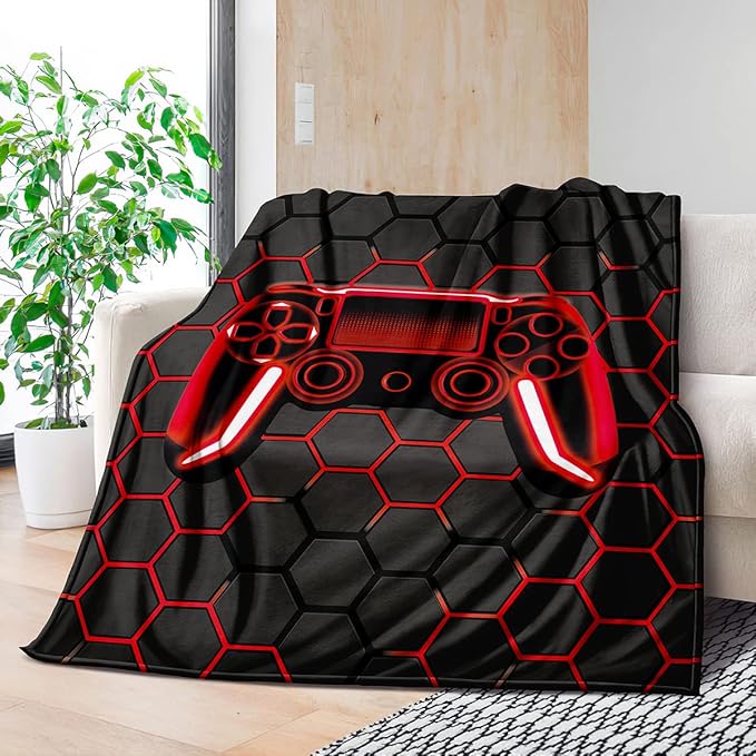 Boys Throw Blanket Twin,Gamer Blanket Teenage Boys Gifts Ideas for Bedroom Decor Kids Teens Blanket Super Soft Fleece for Bedding Couch (MT-A23, 80’’x60)