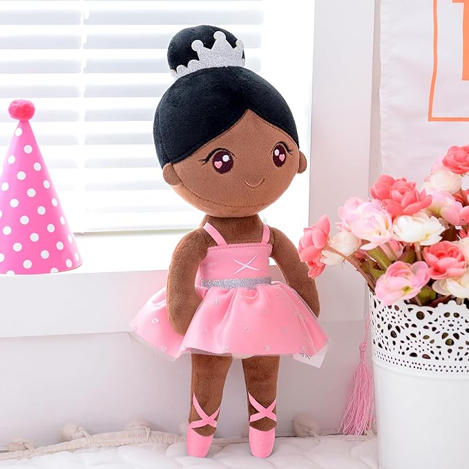 Gloveleya Ballet Dolls Baby Girl Gifts Plush African American Ballerina Doll Bronze