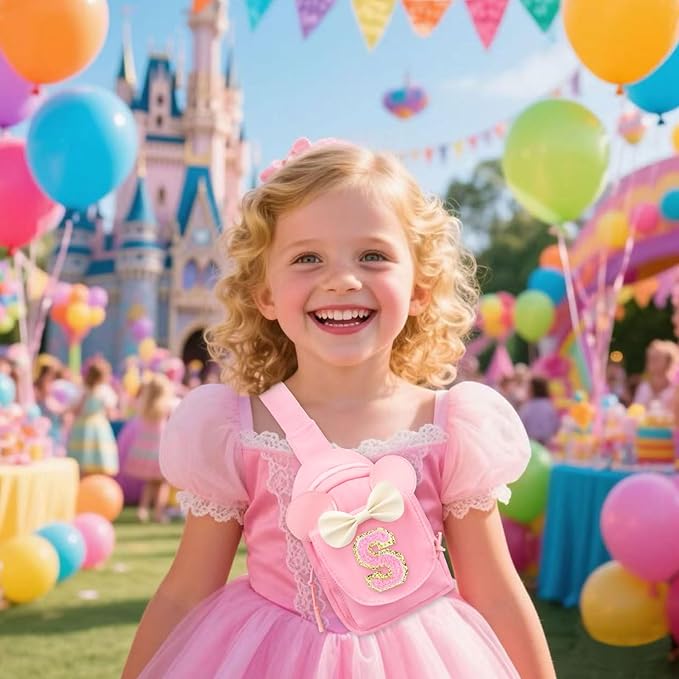 Girls Birthday Gifts for Kids - Initial Pink Small Sling Bags for Girl Fanny Pack Belt Bag for Personalized Crossbody Bags Purse for Kids Daughter Sister Little Girl Gifts Pink S