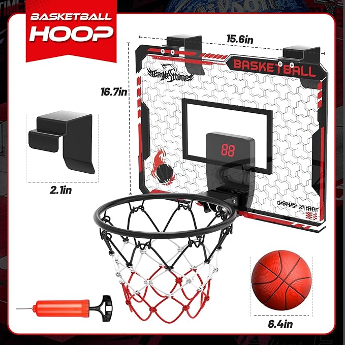 EagleStone Kids Indoor Basketball Hoop, 4 Balls Mini Basketball Toy for Toddlers