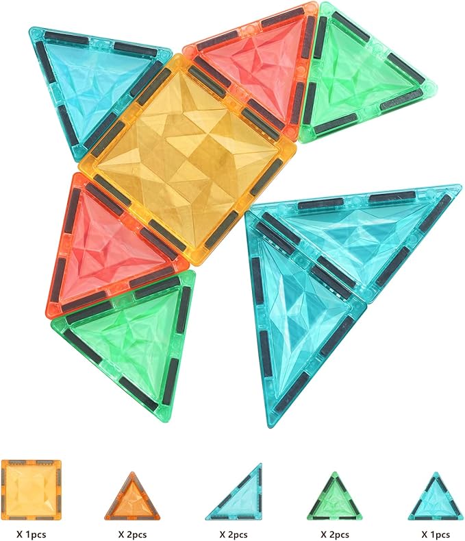 Magnetic Tiles 100-Piece Set for Kids, Magnetic Building Blocks STEM Toys for Age 3+ Boys and Girls, Educational Magnet Construction Tiles for Creativity & Learning