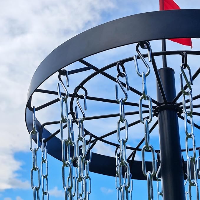 Disc Golf Basket - Portable Disc Golf Target with Heavy Duty 24-Chains Come with 6pcs Disc Golf Discs and Carry Bag, Ground Stake -Suitable for Players of All Levels - Multi Color Available