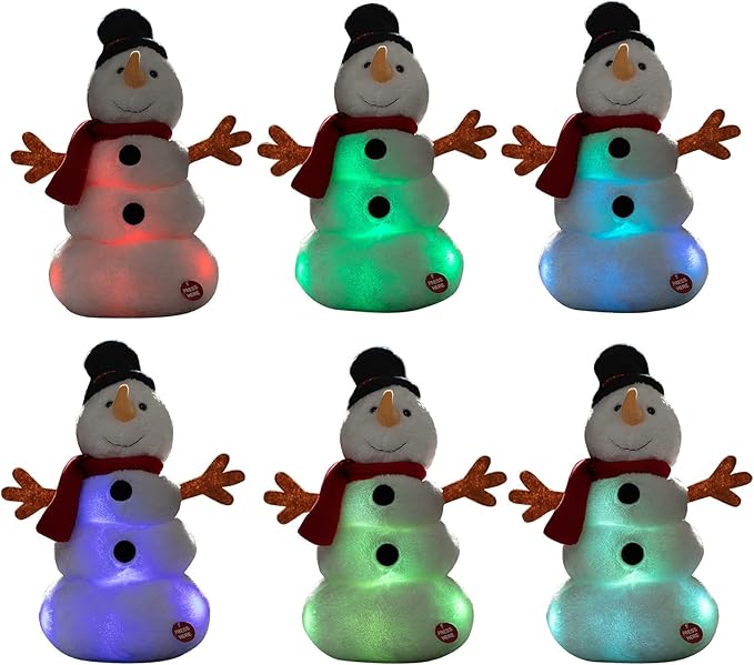 HollyHOME Animated Snowman Plush Singing and Dancing Snowman with LED Lights Christmas Plush Toy for Kids