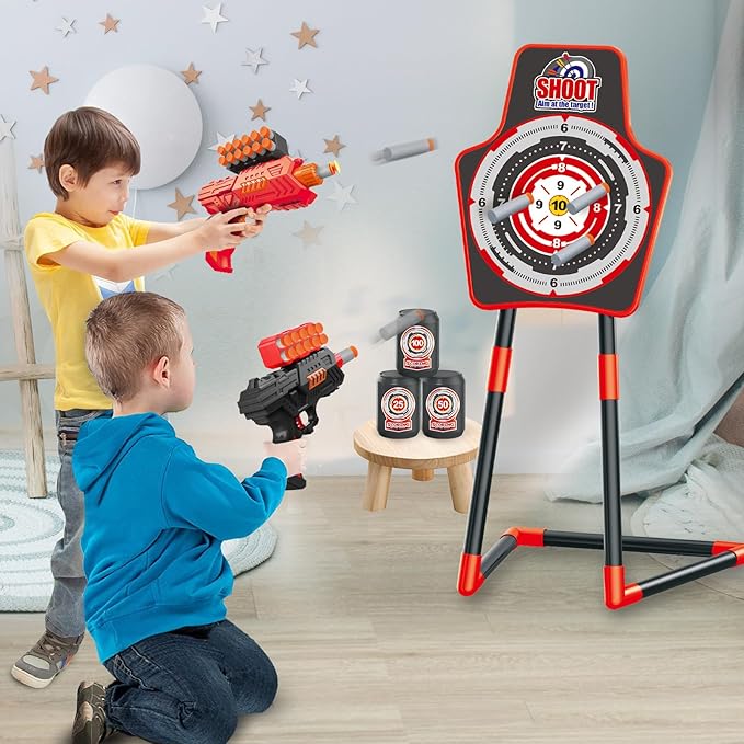 SpringFlower 2 Bow and Arrow Sets with LED Light-up,2 Foam Dart Guns for Kids 5 6 7 8 9 10+ Years Old, Archery Set with Standing Target for Boys & Girl, Ideal Gift