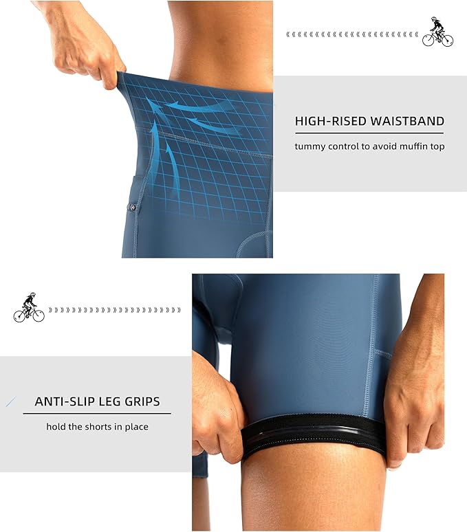 Women's 4D Padded Bike Shorts 5"/7" Riding Underwear Cycling Bicycle Road Biking Cycle Shorts for Women Zipper Pockets