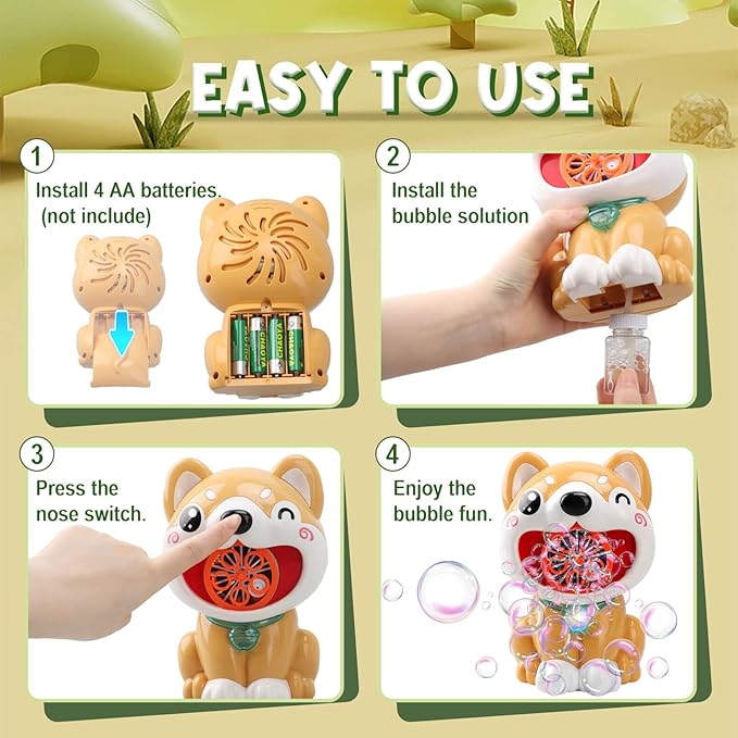 Dog Bubble Machine Toys for Kids 3-8 Years Old: Bubble Blower Maker with 2 Solutions, Light & Music Outdoor Party Toy, Birthday Gift for 3 4 5 6 7 8 Year Old Girls Boys