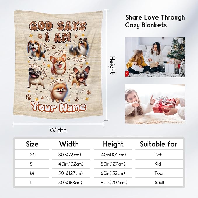 Personalized Custom Dog Blanket for Kids & Toddlers, Dog Mom Gifts, Inspirational Fleece Blanket, 60"x80"