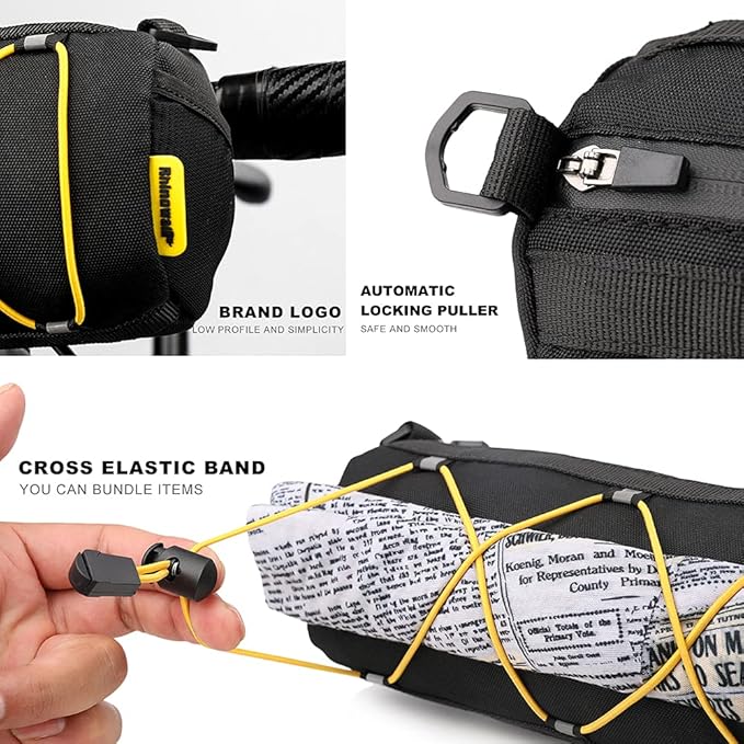 Rhinowalk Bike Handlebar Bag, Bicycle Front Bag Frame Storage Roll Bag Mountain Road Bikes Commuter Shoulder Bag Professional Cycling Accessories