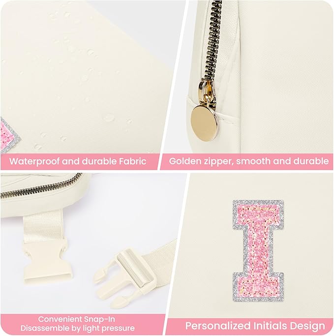 Gift for 5 6 7 8 9 10 11 12 13 14 15 Teen Girls Kids, Teacher Appreciation Gifts, Teacher Gifts for Women,Teacher Thank You Gifts Ideas, Fanny Pack Crossbody Bag Belt Bag Cute Stuff（ Cream, I)