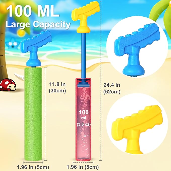 Water Guns 6 Pack Swimming Pool Toys Water Blaster Set 40 Ft Range Beach Summer Party Outdoor Water Toys for Boys Girls Adults Kids Age 3-12 Years Old