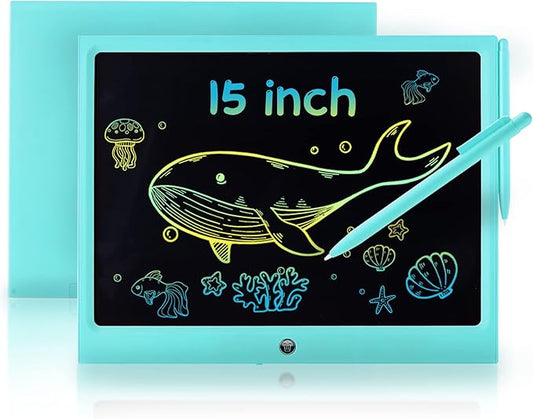 LCD Writing Tablet for Kids, 15 Inch Colorful Electronic Doodle Board, Educational Learning Kids Drawing Tablet Toys, Christmas Birthday Gift for 3 4 5 6 7 8 9 Year Old Girls Boy