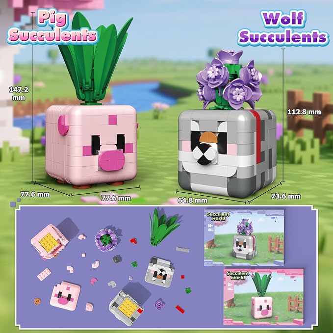 Botanicals Flowers Building Blocks Toys for Kids - Boys, Girls, Adult Desk and Room Decor Displays - Christmas Stocking Stuffers and Birthday Gifts