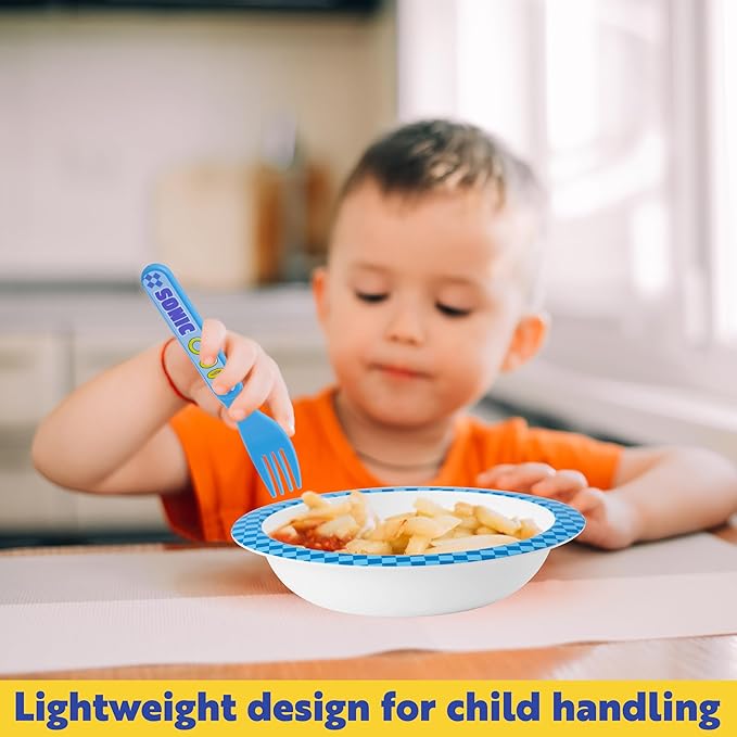 Get Trend Sonic the Hedgehog Dinnerware Sets for Kids, 5 Pc Tableware, Plate, Bowl, Cup, Spoon, Fork, Plates and Bowls Set, Gifts for Kids (Blue Sonic The Hedgehog)
