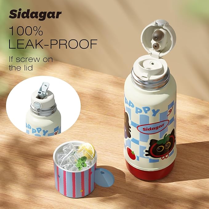 20 oz Cute Tumbler witn Lid and Straw, Insulated Stainless Steel Kids Water Bottle with Strap, Travel Leak Proof Coffee Cup, Dog