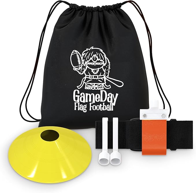Gameday Flag Football Set – Kits for 2–14 Players w/Belts, Agility Cones & Carry Bag – Available in Multi Colors & Sizes