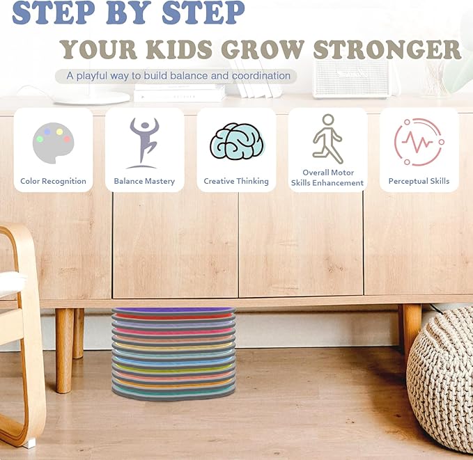 Stepping Stones for Kids, 12 PCS Balance Stepping Stones for Toddlers, Non-Slip Obstacle Course Sensory Toys Indoor Outdoor, Balance River Toys for Birthday, Children's Day and Christmas Gift