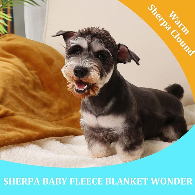 NANPIPER Baby Sherpa Blanket,Warm Toddler Throw Blanket,Soft Newborn Fleece Blanket for Winter(Ginger Yellow,30x40 inches)
