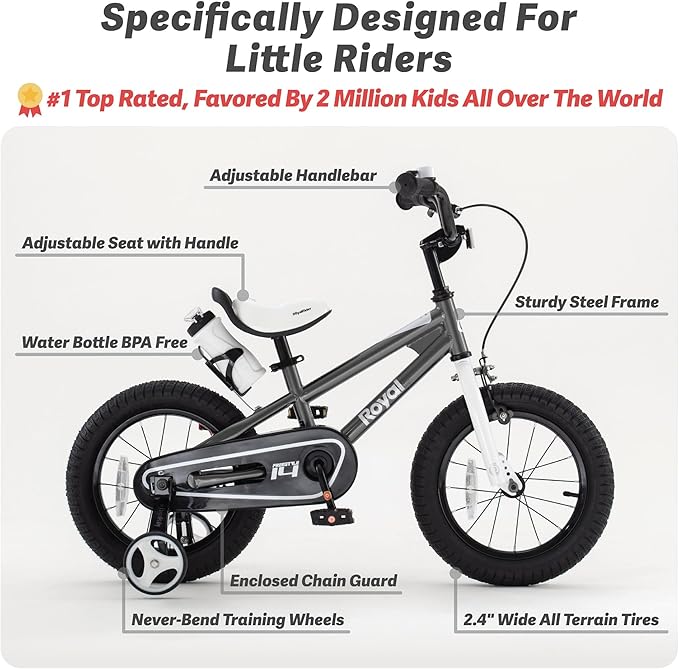 RoyalBaby Kids Bike EZ Freestyle Training Free Balance to Pedal Easy Learning Bicycle, 12-18 Inch for Toddlers to Big Kids