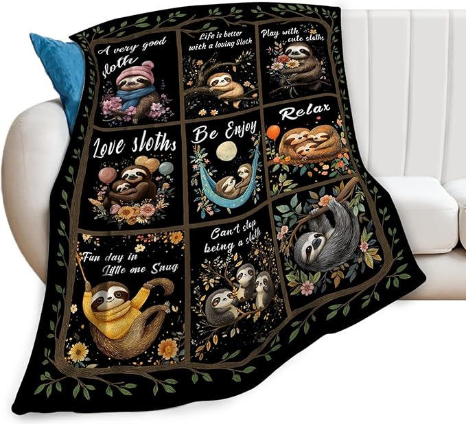 Sloth Blanket, Sloths Throw Blanket, Cute Sloths Gifts Blankets Stuff Fleece Flannel Plush for Men Boys Women Girls Lovers Adults Soft Bedding Gift for Sofa Bed Office Home Decor 50"x40"