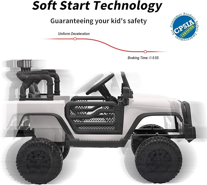 Kids Ride on Car Toy, 12V Electric Car for Kids with Remote Control, LED Light - White