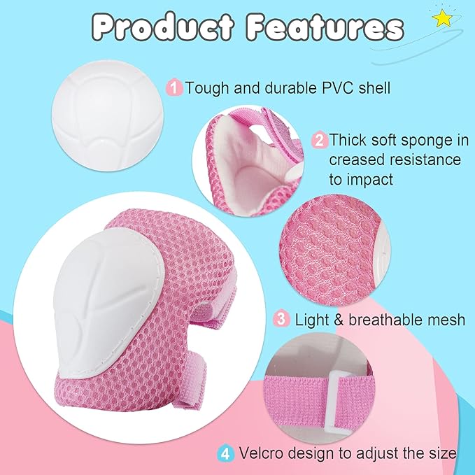 Kids Bike Helmet Set, Adjustable Toddler Helmet for Ages 2-8 Kids with Knee, Elbow & Wrist Pads | Multi-Sport Helmet for Skateboard Cycling Scooter Rollerblading