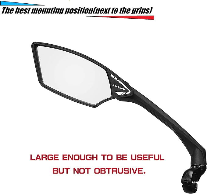 MEACHOW New Scratch Resistant Glass Lens,Handlebar Bike Mirror, Rotatable Safe Rearview Mirror, Bicycle Mirror, (Silver Left Side) ME-006LS