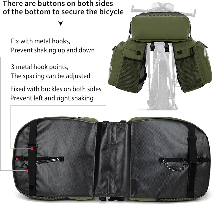 Roswheel Bike Bag Accessories Panniers for Bicycle Rear Rack Bag 50L Waterproof Mountain Electric Bike Saddle Bags for Cycling Traveling Commuting