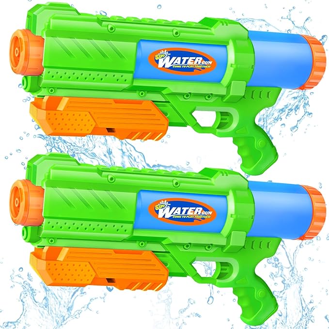 2 Pack Water Guns Soaker Squirts Blasters with Trigger for Boys Girls Summer Outdoor Swimming Pool Blue Green