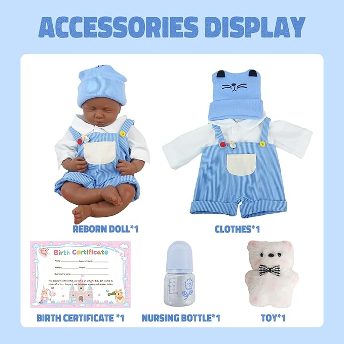 18.9 in Full Silicone Reborn Baby Dolls, 1:1 Lifelike Newborn Dolls Non Vinyl Realistic Reborn Toddler Dolls Boy Washable Sleeping Doll