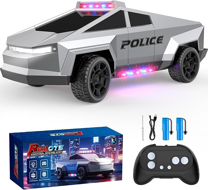 1:24 RC Cars Toys, 2.4GHz All Terrain Remote Control Police Car for Boys 4-7 8-12 with Light, Electric Pickup Truck Christmas Birthday Gifts Toys for Boys Girls