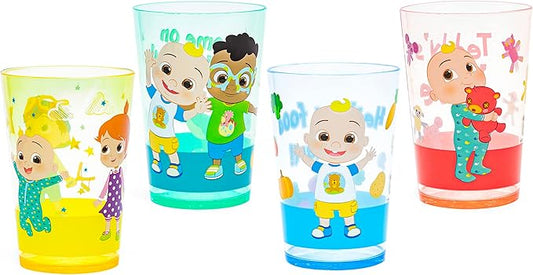 Zak Designs CoComelon Nesting Tumbler Set Includes Durable Plastic Cups with Variety Artwork, Fun Drinkware is Perfect for Kids (14.5 oz, 4-Pack, Non-BPA)
