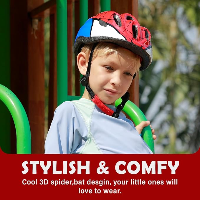 Kids Toddler Bike Helmet, Adjustable Boys Girl Helmets from Baby to Children(Age 1-8), Multi Sports for Bicycle Skate Scooter with LED Light