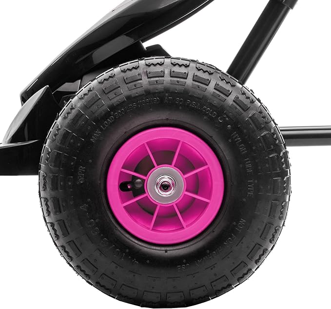 Aosom Kids Pedal Go Kart Ride-on Toy with Ergonomic Comfort, Pedal Car with Tough, Wear-Resistant Tread, Go Cart Kids Car for Boys & Girls with Suspension System, Safety Hand Brake, Ages 5-12, Pink