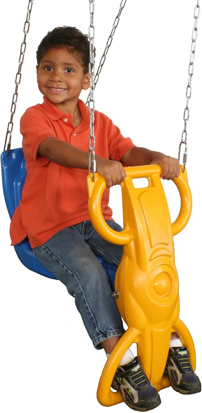 Swing-N-Slide Wind Rider Glider Swing, No Swing Hangers Yellow/Blue, 72" H x 14" W x 25" L