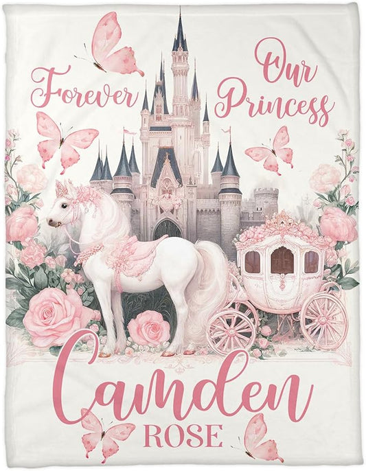 Zocoshi Personalized Princess Blanket - Custom Newborn Photo Prop, Fairy Tale Nursery Decor, Cozy Crib Keepsake, Perfect